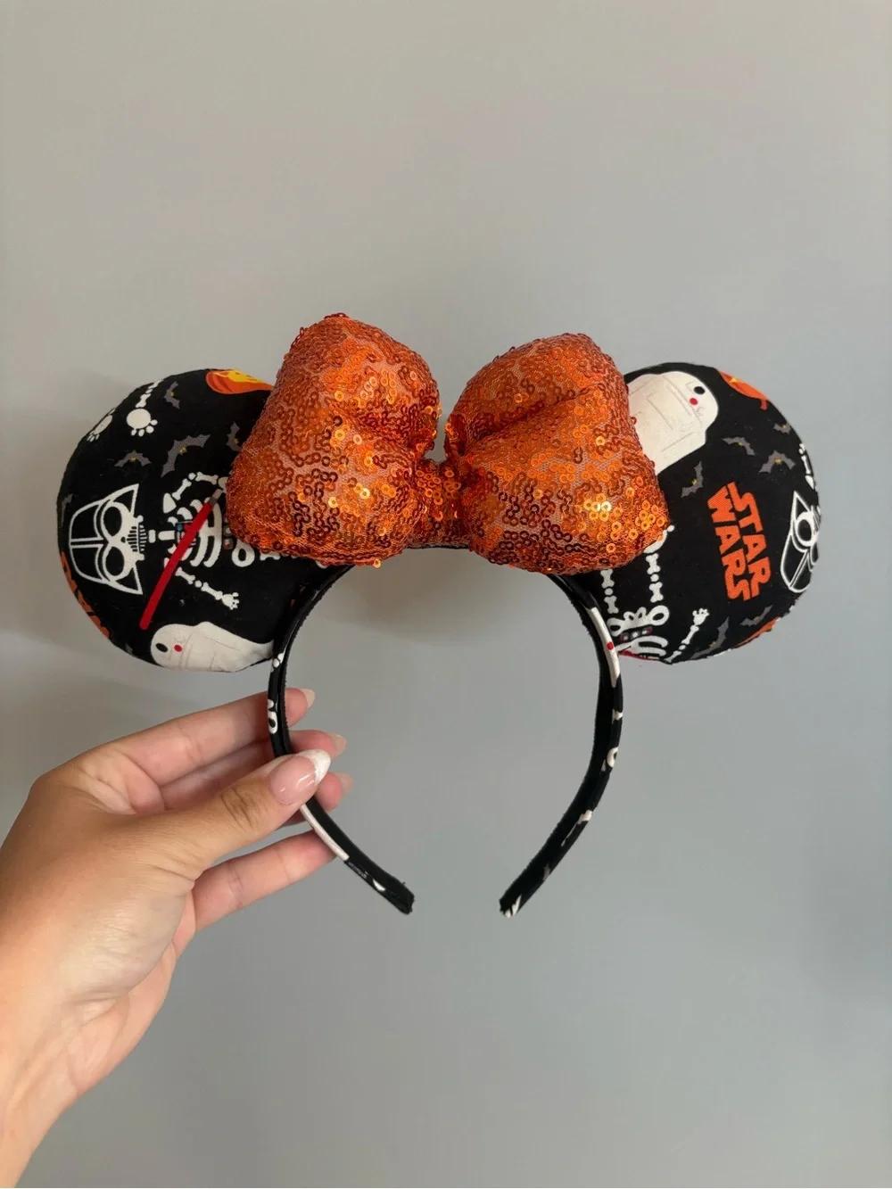 Star Wars Halloween Sequin Bow Mouse Ears Headband - Black & Orange